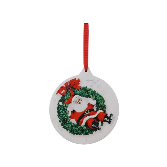 Mr. Christmas 4" Ornement Père Noël vintage en céramique, blanc