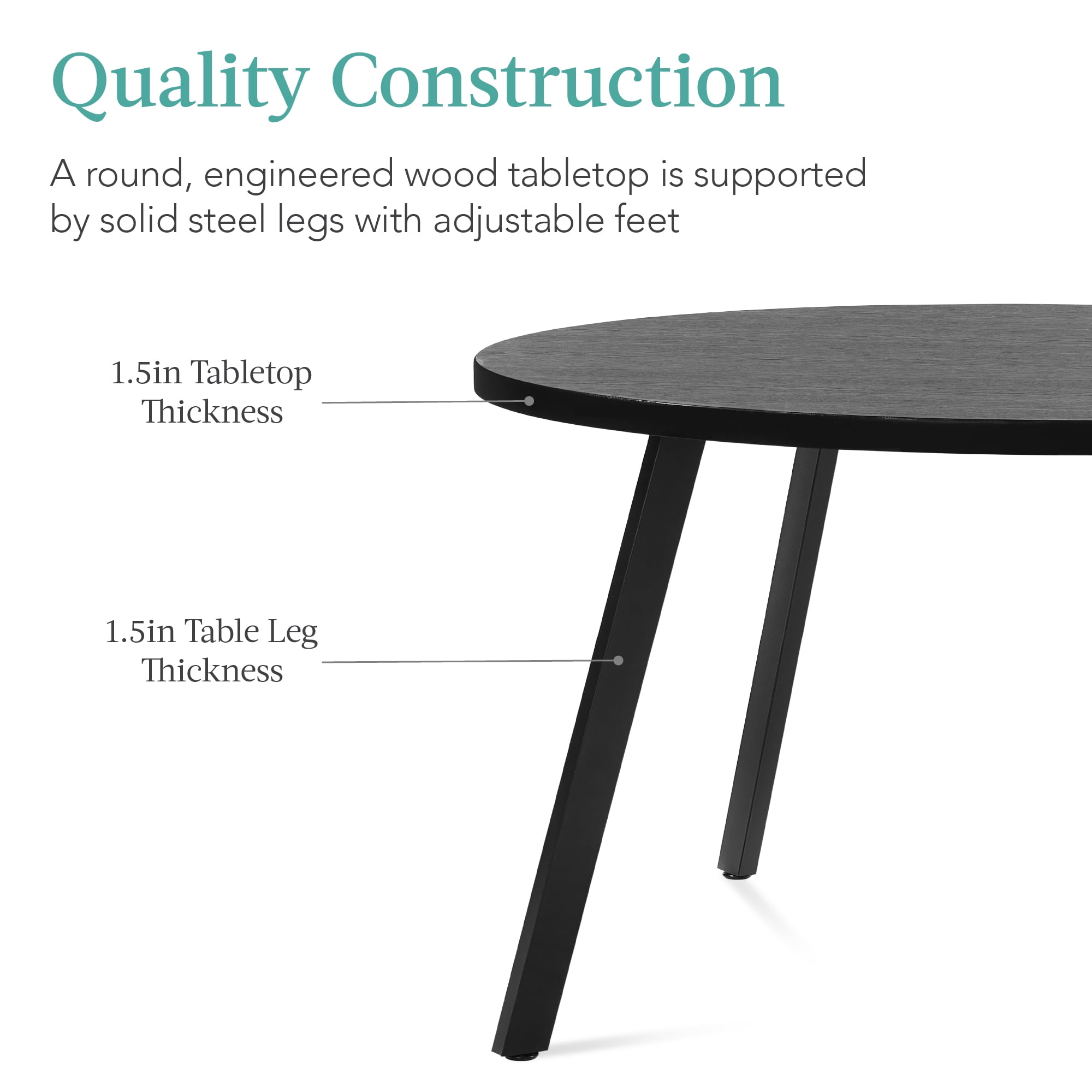 Best Choice Products Round Dining Table w/Steel Legs - Black
