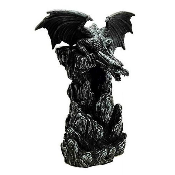 Dark Rocky Mountain Chernos Dragon Backflow Incense Tower Burner Statue Figurine