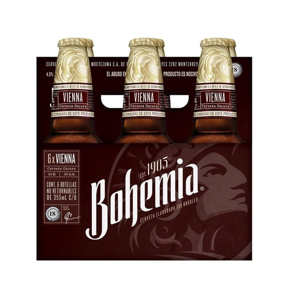 Cerveza oscura Bohemia   6 botellas de 355 ml c/u