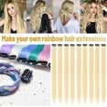 thumbnail image 2 of LAICAIW Extensions de Cheveux Colorées de 22 Pouces, Mèches de Fête Multicolores à Clipser, Extensions de Cheveux Synthétiques, Mèches de Fête Colorées pour Filles Femmes (10 Pcs Blanc Cassé), 2 of 6