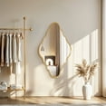 thumbnail image 5 of Irregular Wall Mirror, Abstract Wavy Decorative Mirror for Bathroom Aviation Aluminum Frame, 40"x24" Single Black, 5 of 8