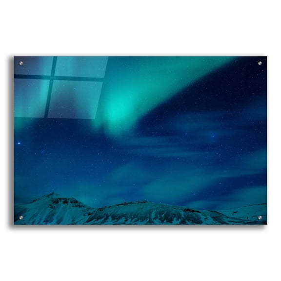 Epic Art 'Amazing Northern Lights Blue' by Epic Portfolio, Acrylic Glass Wall Art, 36"x24"