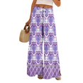 thumbnail image 2 of WTOBBY Women's Boho Floral Print Wide Leg Palazzo Pants Featuring High Waist Elastic Drawstring Side Pockets and Casual Summer Comfort ,Purple 2XL, 2 of 6