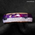 thumbnail image 4 of Tungsten Rings for Men Wedding Bands for Him Womens Wedding Bands for Her 8mm Rose Gold Purple Agate Meteorite Arrow, 4 of 7
