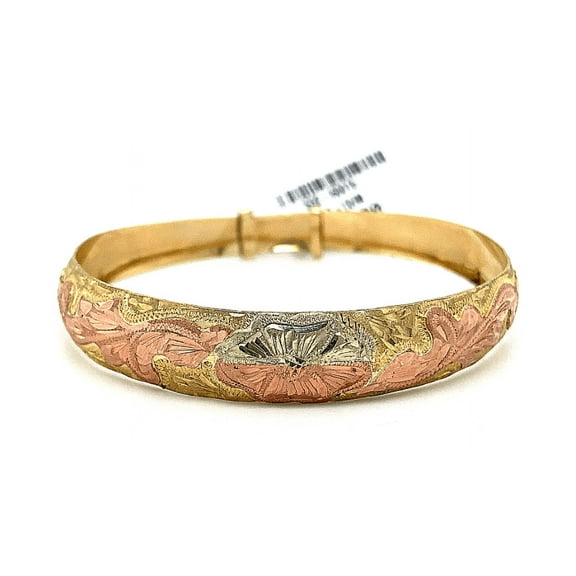 10k Adjustable 10mm Tri Color Gold Bangle