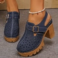 thumbnail image 2 of Pandaie Platform Chunky Heeled Sandals for Women 2026 Buckles Slingback Slip on Mules Closed Toe Comfortable Wedge Summer Dressy Walking Pumps Shoes Navy Size 9.5, 2 of 8