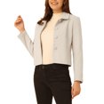 thumbnail image 4 of INSPIRE CHIC Women's Elegant Button-Down Point Collar Short Coats L Beige, 4 of 5