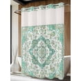 thumbnail image 2 of No Hook Shower Curtain with Snap-in Liner, Turquoise Boho Waterproof Fabric Bathroom Curtains, Vintage Abstract Art Floral Ethnic Tribe Bath Curtains & Mesh Top Window 60"x72", 2 of 9