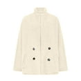 thumbnail image 4 of Women's Plaid Double-Sided Plush Patch Pocket Button Cardigan Casual Top Jacket for Fall and Winter, Warm and Soft, Winter Clothes for Women,White,M, 4 of 7