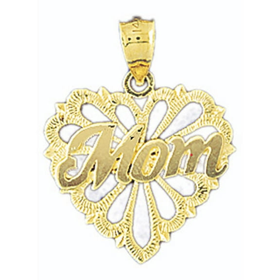 14K Yellow Gold Mom Pendant - 25 mm