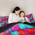 thumbnail image 5 of Castle Fairy Girls Futuristic Cubes Full Size Comforter Sets,Colorful Plaid Bedding Sets, 5 of 8
