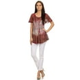 thumbnail image 4 of Sakkas Dina Relaxed Fit Sequin Tie Dye Embroidery Cap Sleeves Blouse / Top - Purple / Beige - One Size, 4 of 11