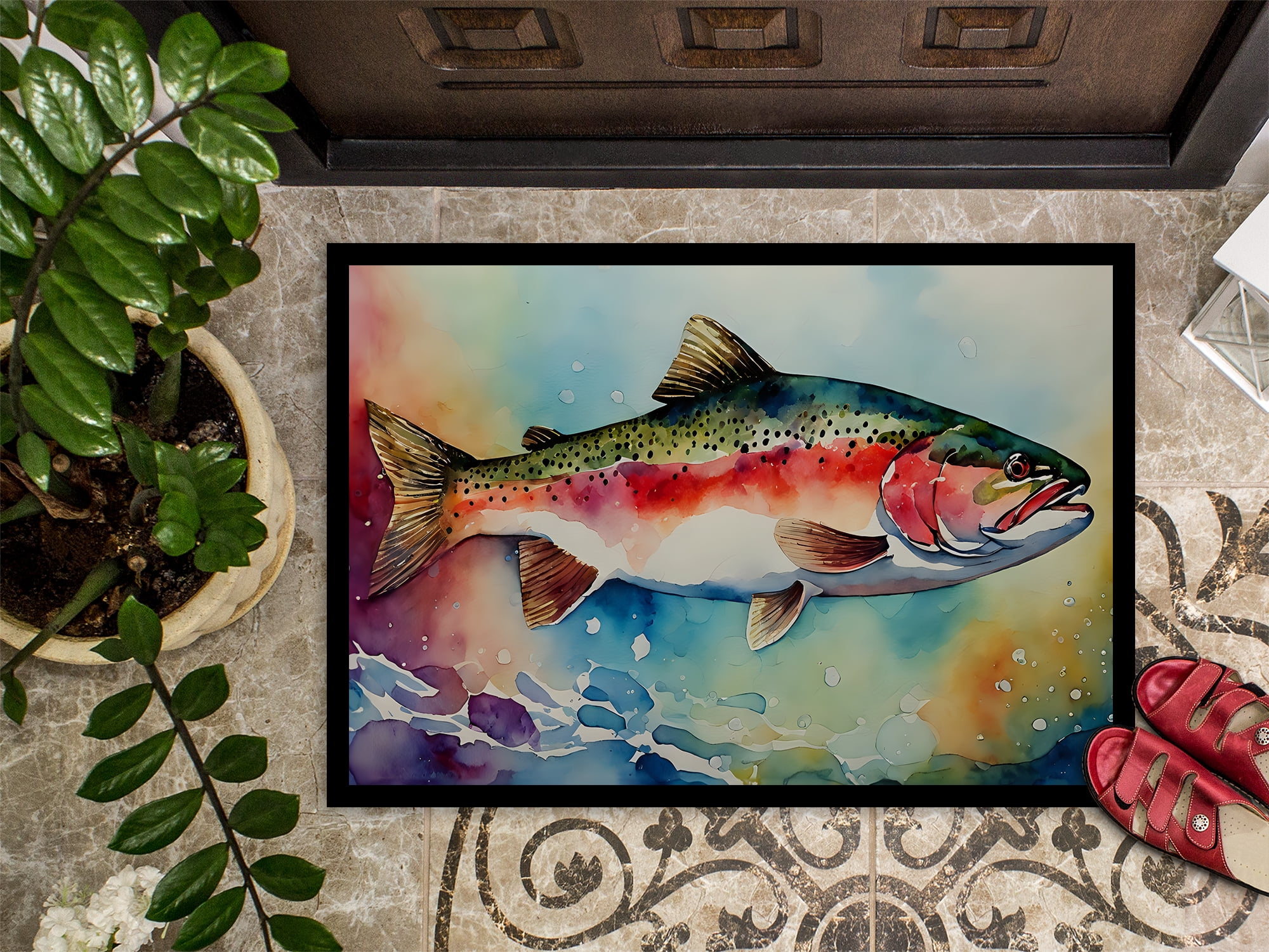 Carolines Treasures DAC2815MAT 18 x 27 in. Unisex Rainbow Trout Doormat