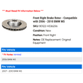 thumbnail image 2 of Front Right Brake Rotor - Compatible with 2006 - 2010 BMW M5 - Original Equipment, 2 of 2