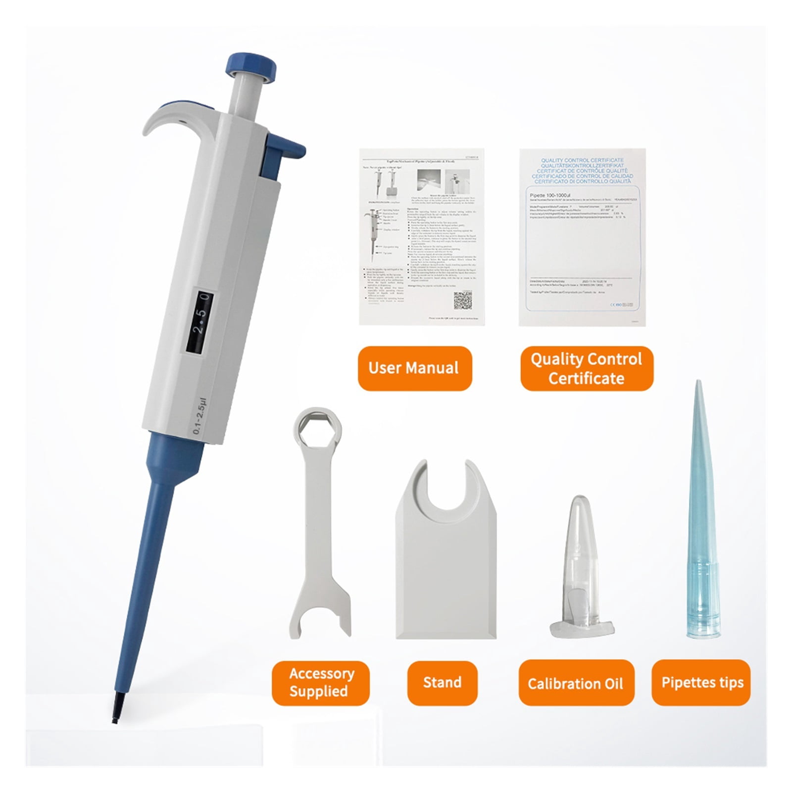 Laboratory Pipette Plastic With Pipette Tips Single Channel Digital Micropipette Lab Equipment ,Precision & Accuracy