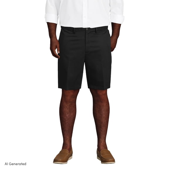 Lands' End Men's Big and Tall No Iron 9" Comfort Waist Plain Front Chino Short