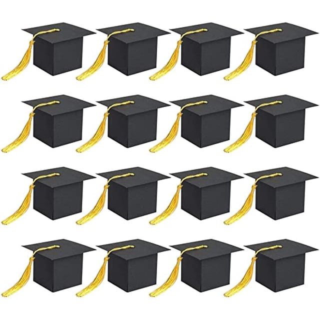 Nvzi 50 cajas de dulces con forma de birrete de graduación, decoración para fiestas de graduación, cajas de regalo con borlas, caja de regalo de graduación, recuerdo de fiesta de graduación