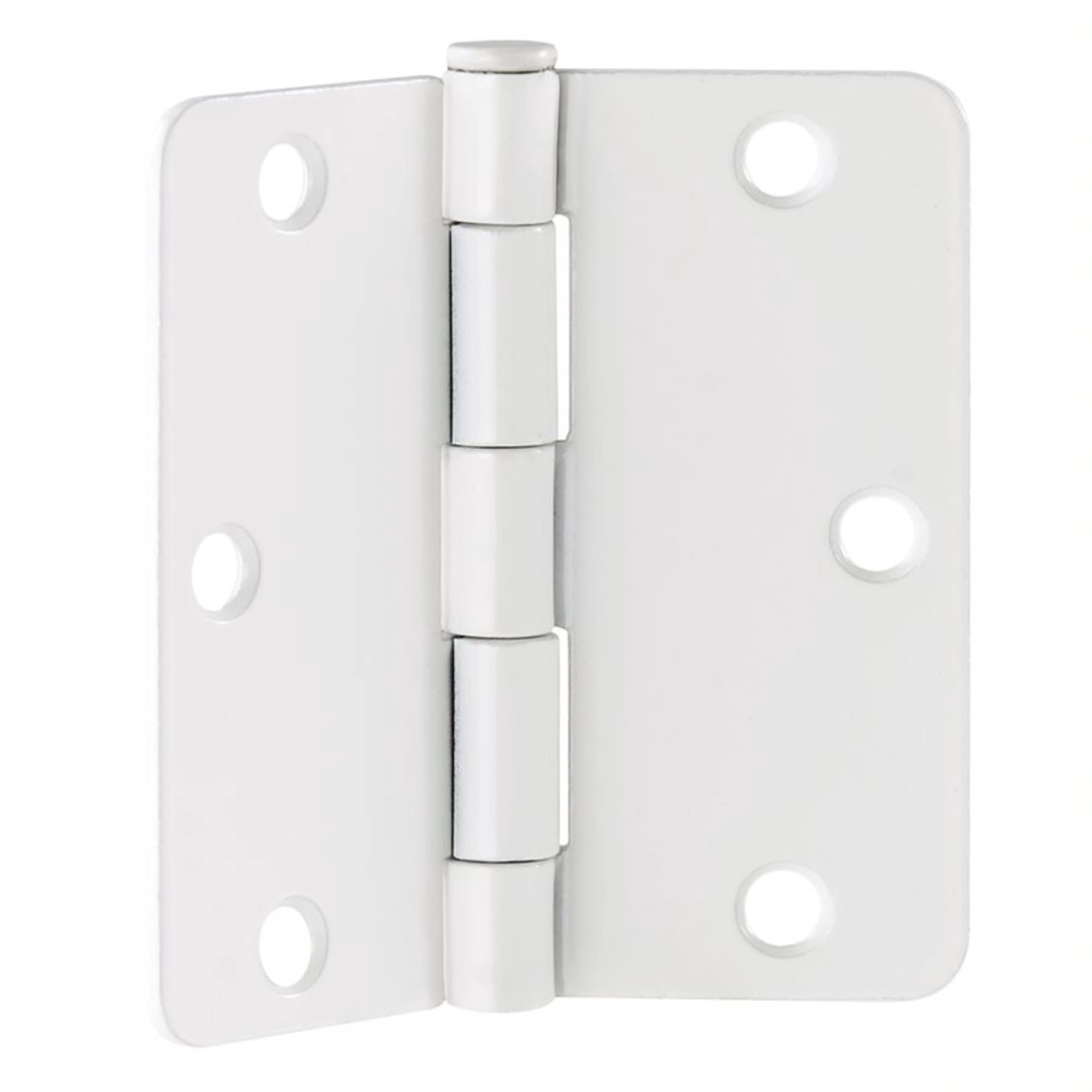 White Steel Plain Bearing Door Hinge with Removable Pin, 3-1/2 x 3-1/2 in. 1/4 in. Radius, 3-Pack