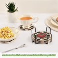 thumbnail image 6 of Haosy Set of 6 Drink Woven Coaster with Holder Heat Resistant Non-Slip Bar Coasters 4 Inches Valentines Heart Rose Checkerboard, 6 of 7