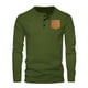 thumbnail image 1 of pstuiky hombres de manga larga, Suéter de cuello redondo con botones y bolsillos para hombre, camiseta de manga larga con cuello redondo camisetas de hombre xxxl, 1 of 5