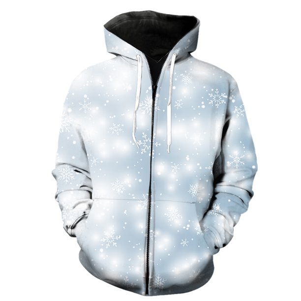 Sudadera con capucha y cremallera para hombre, con estampado de copos de nieve de invierno, divertida, de manga larga, estilo urbano, de gran tamaño, genial, gran oferta 2024, unisex, para primavera y