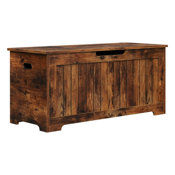 ZENSTYLE Lift Top Entryway Storage Chest/Bench with Side Handles, MDF Frame Toy Box, Brown