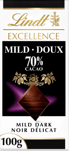 Lindt EXCELLENCE Mild 70% Dark Chocolate Bar, 4-Pack, 3.5 oz
