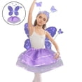 thumbnail image 5 of LED Children Costume Props Halloween Christmas gifts Fairy Princess Kids Costume Sets Butterfly Wings Wand Headband Tutu Skirt New Year Gifts,Purple without Light, 5 of 7