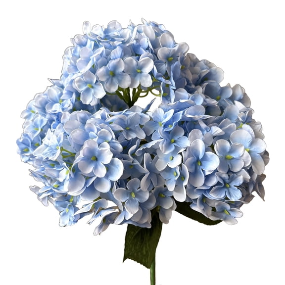 FXMLRLK 1 Pcs White Hydrangea Artificial Flowers 19.6" Realistic Latex Faux Hydrangeas Flowers Real Touch Full Heads for Wedding Outdoor Table Centerpieces Home Party Decoration,Blue