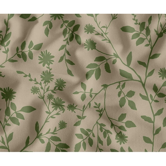 Soimoi 56 Inch Wide Polyester Canvas Fabric by The Yard - Leaves Print - Beige - Water-Resistant Outdoor & Upholstery Material