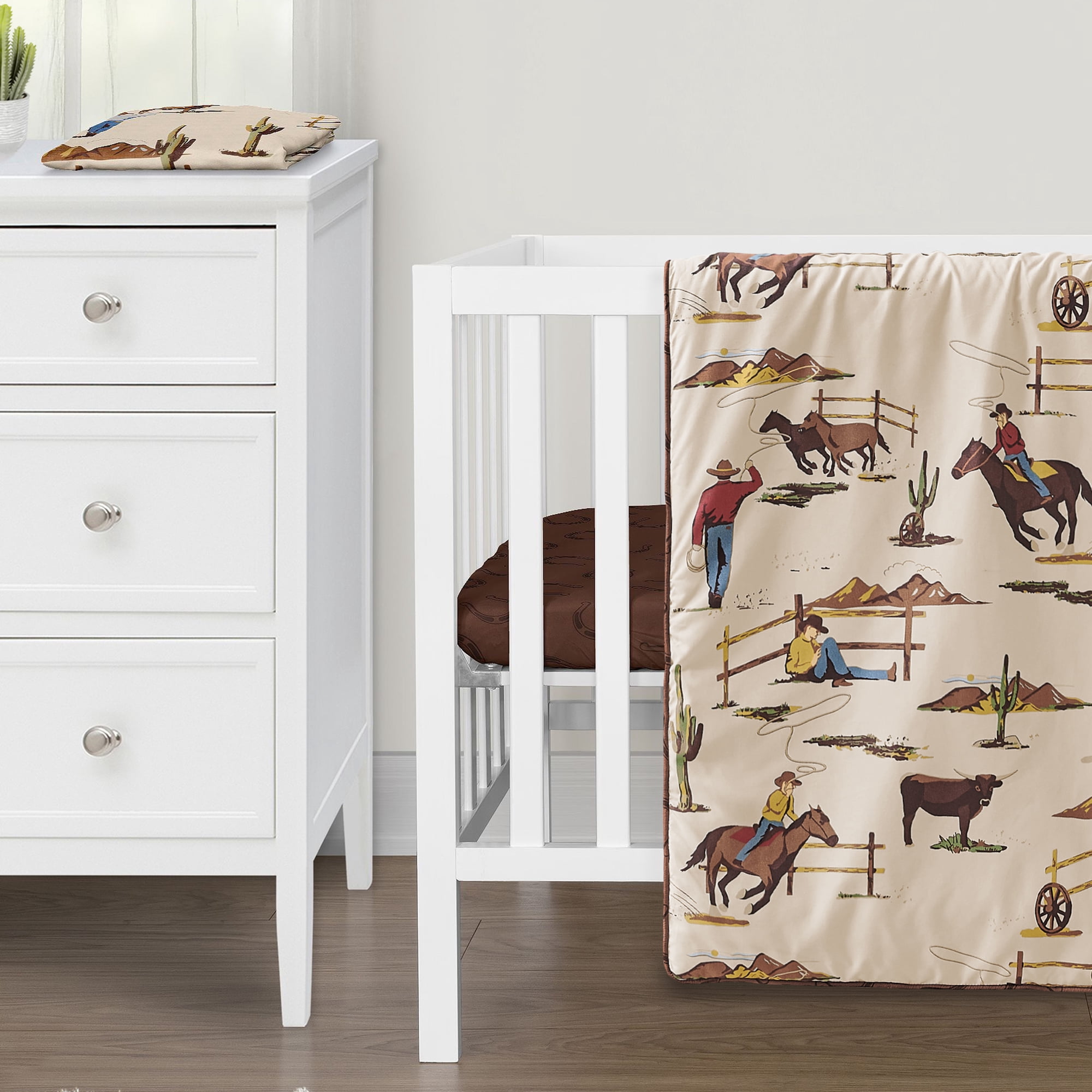 Sweet Jojo Designs Wild West Cowboy Multicolor 3 Piece Mini Crib Bedding Set