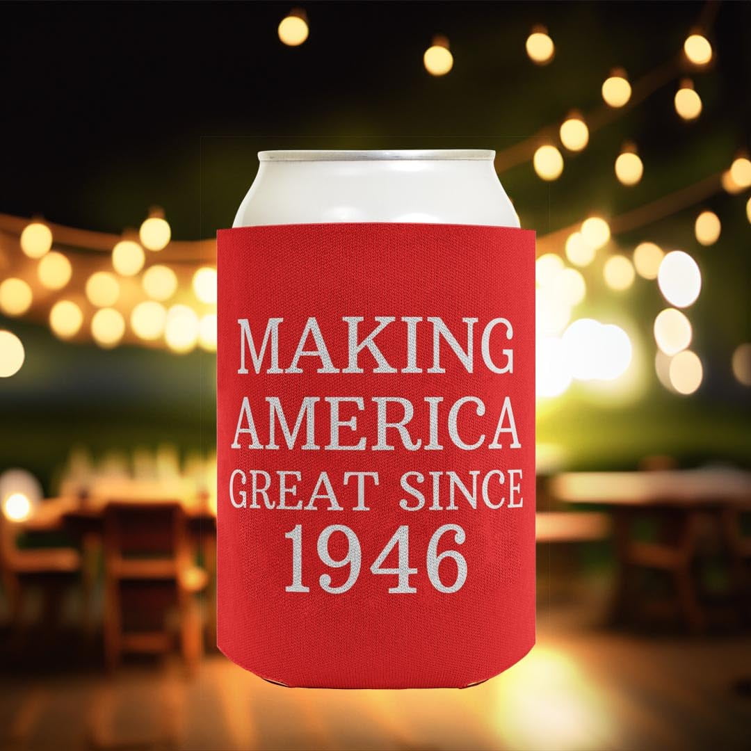 80th Birthday Party Adult Favor Making America Great Since 1946 6-Pack Can Coolies Drink Thermocoolers