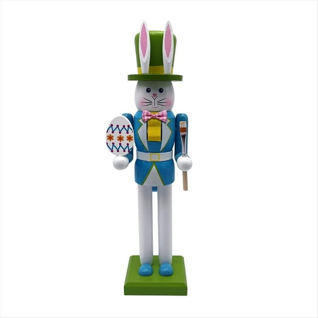 Cascanueces de Madera de 30 cm, Decoración de Conejito de Pascua, Figura de Cascanueces de Pascua, Adorno de Cascanueces A