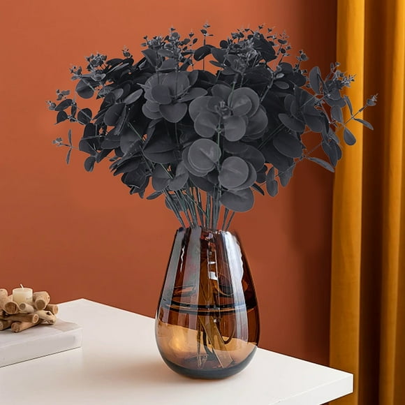 TopLLC Christmas Tree Ornaments, Christmas Decorations 20 Heads Black Money Leaf Simulation Greenerys Halloween Party Decoration Flower Black Eucalyptuss Handle Bouquet Simulation Eucalyptus Bundle