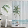 thumbnail image 4 of Coastal Beach Shower Curtain Set - 72" x 78" Washable Bathtub Curtain with 12 Hooks, Summer Palm Tree Nautical Ocean Seaside Waterproof Fabric Stall Shower Curtains for Bathroom/Bathtub Décor, 4 of 6