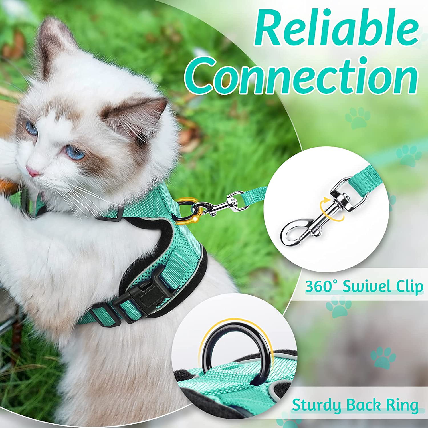 Breathable Safety and Easy Control Padded Vest for Small Cat Rabbits,XS Cat Harness Small Dog Harness with Metal Leash Clip,Escape Proof Cat Vest Harnesses Chest: 13.5-16 Adjustable Soft Mesh Vest Jacket with Reflective Strips 