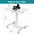 thumbnail image 3 of 【Fall Deals】Overbed Bedside Table with Wheels, Mobile Standing Stand Up Rolling Laptop PC, Adjustable Height Tray, Side Computer Workstation for Home Use, 3 of 8