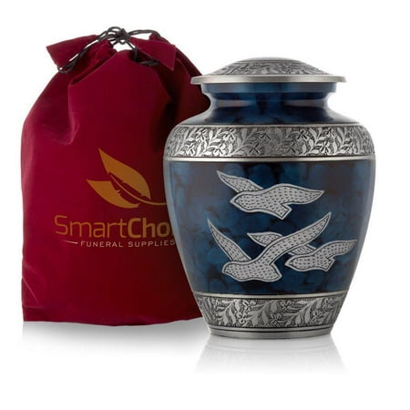 Deruta Italian Pottery Urns SmartChoice Royal Cremation Urn for Human Ashes - Affordable Funeral Urn Adult Urn for Ashes Handcrafted Urn (Royal Blue) ()