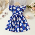 thumbnail image 4 of Fshinging Spring Dresses For Toddler Girls 2025 Fly Sleeve Cartoon Baseball Prints Summer Ruched A-Line Casual Formal Dress Size 6-12 Months, 4 of 7