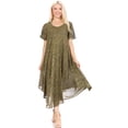 thumbnail image 5 of Sakkas Lila Freckled Dyed Cap Sleeve Scoopneck Long Caftan Dress / Cover Up - Olive - One Size, 5 of 5