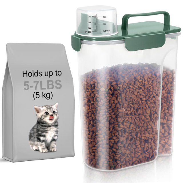 Recipiente de almacenamiento de comida para mascotas LEAWALK de 2,3 a 3,2 kg para gatos y perros