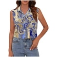 thumbnail image 3 of Avrnliq Womens Paisley Print Sleeveless Blouse, Collared V-Neck Button Down Stretch Top for Women S-XXXL,Size 2XL, 3 of 6