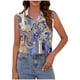 thumbnail image 2 of TaTaai Button Front Blouse Lightweight Drape Women's Casual Fashion Lapel Printed Sleeveless Short Sleeve Loose Summer Office Daily Top Gift, 2 of 6