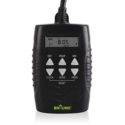BN-LINK 7 Day Outdoor Heavy Duty Digital Programmable Timer BND/U78, 125VAC, 60Hz, Dual Outlet, Weatherproof, Heavy Duty, Accurate For Lamps Ponds Christmas Lights 1875W 1/2HP ETL Listed