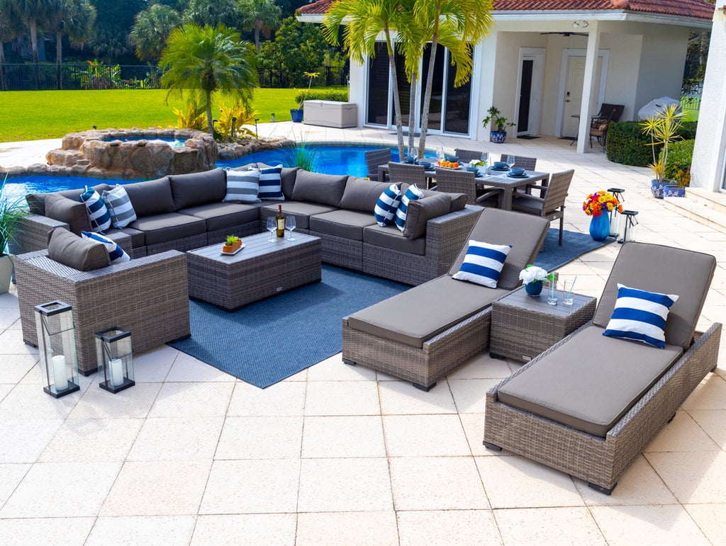 Sorrento 19-Piece Resin Wicker Outdoor Patio Furniture Combination Set ...