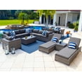 thumbnail image 1 of Sorrento 19-Piece Resin Wicker Outdoor Patio Furniture Combination Set in Gray w/ Sectional Set, Six-seat Dining Set, and Chaise Lounge Set (Flat-Weave Gray Wicker, Sunbrella Canvas Charcoal), 1 of 4