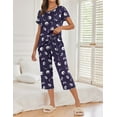 thumbnail image 3 of Avidlove 2 Pack Womens Pajamas Sets Short Sleeve Pj Tops and Capri Pants Print Loungewear, 3 of 6