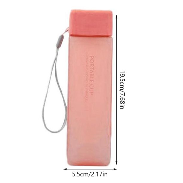 relayinert Water Bottle Simple Style Liquid Container Drinks Bottles Square  Large Capacity Outdoor Cup Drinking Containers Pink matte 