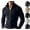 11# Navy, variant on Men's Full Zipper Cardigan Casual Stand Collar Cardigan Sweater Ribbed Knit Long Sleeve Sweater,Black M